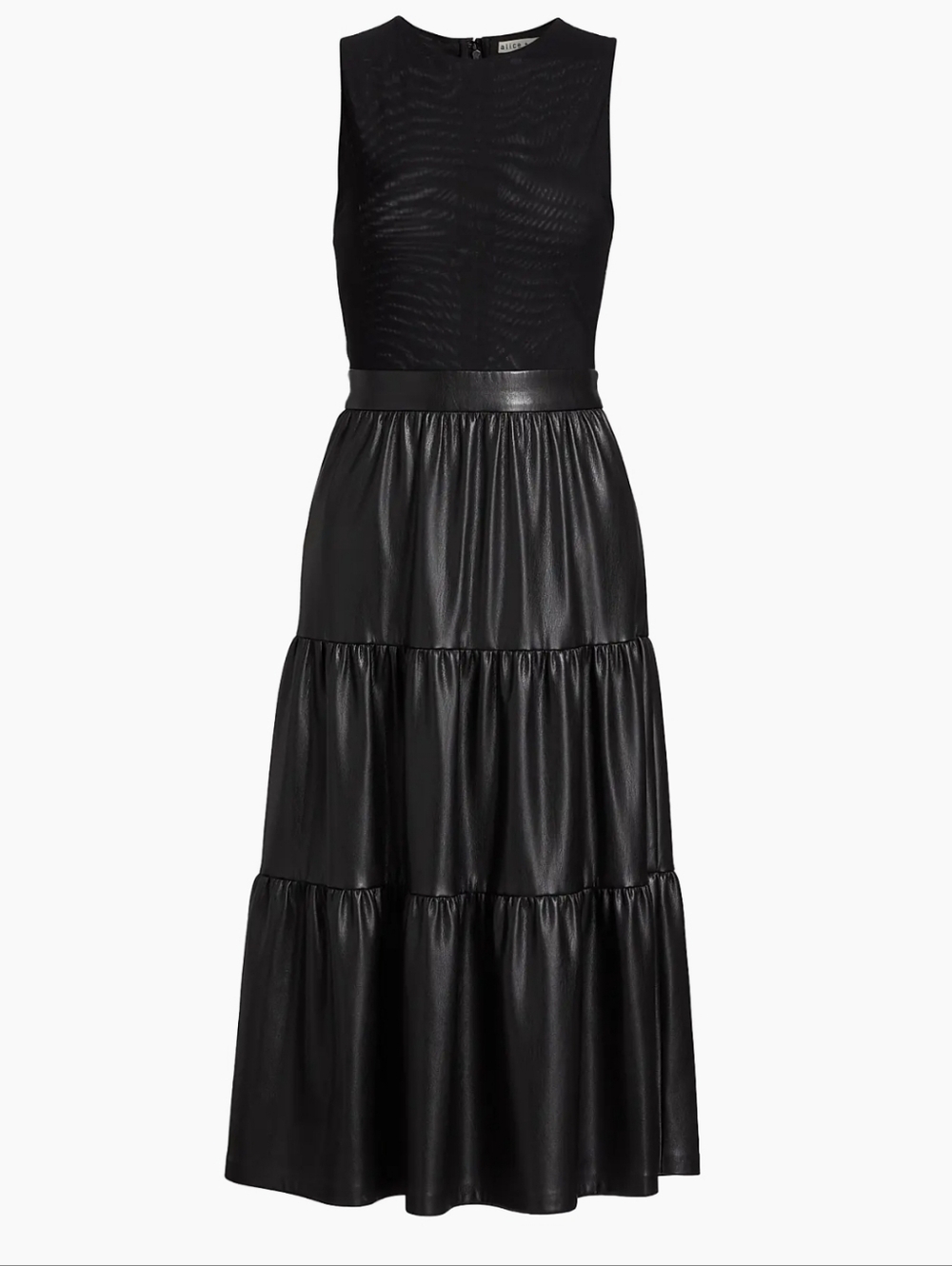 ALICE + OLIVIA Chara Pieced Tiered Midi-Dress